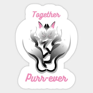 Together Purrever - Two Cats in love - Valentines Cats Sticker